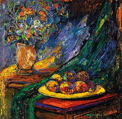Nature morte aux fleurs et fruits