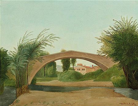 Landscape with bridge by Antonio Donghi - Auction record, sale price, and art valuation. Compare with similar artists and explore comparable artworks.