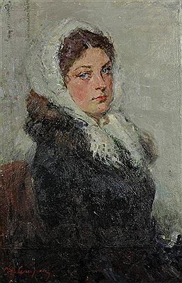 'Portrait of a Woman wearing a White Scarf' by Samouil Nevelshtein - Auction record, sale price, and art valuation. Compare with similar artists and explore comparable artworks.
