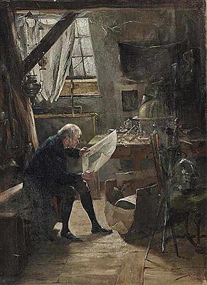 Künstler beim Betrachten einer Skizze in seiner Dachstube by Theodore Feucht - Auction record, sale price, and art valuation. Compare with similar artists and explore comparable artworks.