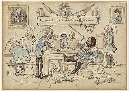 Wachtstube der K. Hartschierleibgarde by Franz (Graf) Von Pocci - Auction record, sale price, and art valuation. Compare with similar artists and explore comparable artworks.