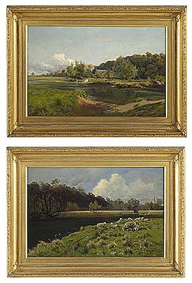 "A Quiet Cottage on the Trent" and "Grazing Sheep" (2)