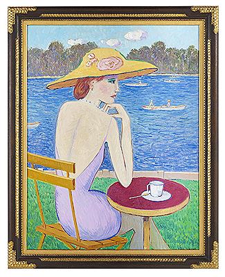 Femme au Cafe au Bord de la Mer