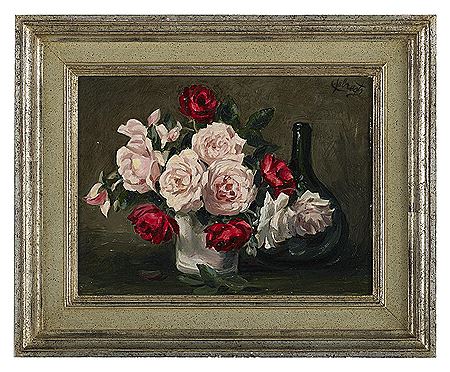 "Still Life of Roses and a Bottle" by Lode Sebregts - Auction record, sale price, and art valuation. Compare with similar artists and explore comparable artworks.