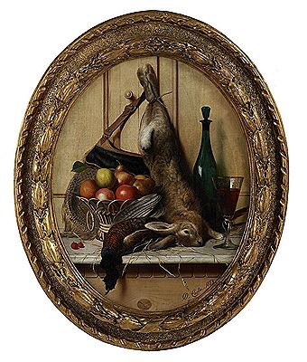 "Still Life with Game, Fruit and Wine", 1873 by Oreste Costa - Auction record, sale price, and art valuation. Compare with similar artists and explore comparable artworks.