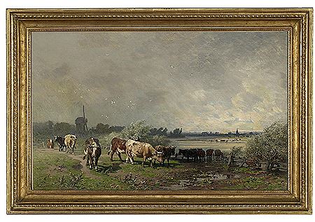 "Landscape with Cattle and Windmill" by Wilhelm Lommen - Auction record, sale price, and art valuation. Compare with similar artists and explore comparable artworks.