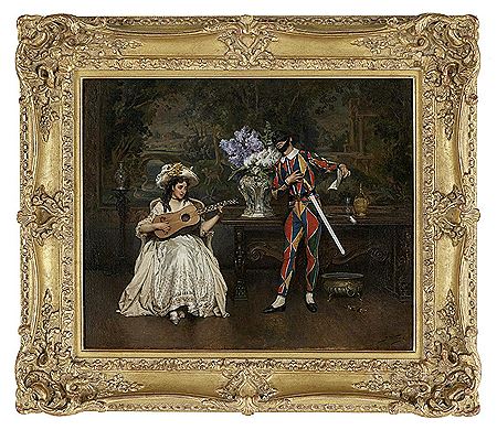"Musical Interlude - Woman and Harlequin"