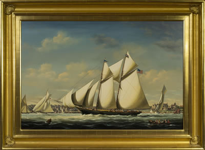 THE AMERICA'S CUP YACHT "MADELEINE" SAILING THROUGH NANTUCKET HARBOR by Salvatore Colacicco - Auction record, sale price, and art valuation. Compare with similar artists and explore comparable artworks.