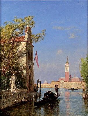 Gondola on a canal in front of San Giorgio Maggiore
