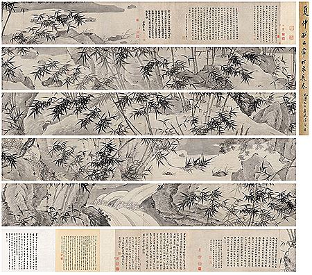 Bamboo and spring rain Hand scroll