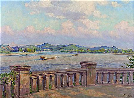 "Blick vom Alten Zoll auf das Siebengebirge" by Adolf Gebhard - Auction record, sale price, and art valuation. Compare with similar artists and explore comparable artworks.