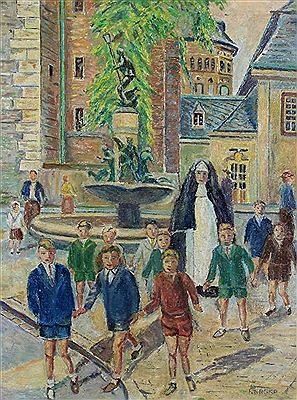 "Der Martinsbrunnen vor dem Bonner Münster" by Fritz Magka - Auction record, sale price, and art valuation. Compare with similar artists and explore comparable artworks.