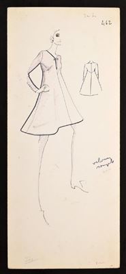 Fashion design sketch by Karl Lagerfeld from the Tiziani Archives.