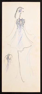 Fashion design sketch by Karl Lagerfeld from the Tiziani Archives.