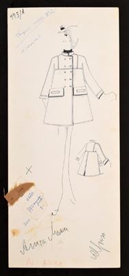 Fashion design sketch by Karl Lagerfeld from the Tiziani Archives.