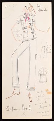Fashion design sketch by Karl Lagerfeld from the Tiziani Archives.