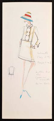 Fashion design sketch by Karl Lagerfeld from the Tiziani Archives.