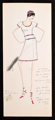 Fashion design sketch by Karl Lagerfeld from the Tiziani Archives.