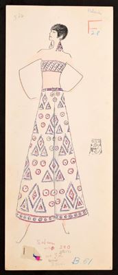 Fashion design sketch by Karl Lagerfeld from the Tiziani Archives.
