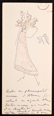 Fashion design sketch by Karl Lagerfeld from the Tiziani Archives.