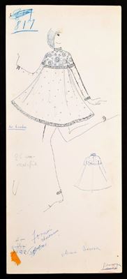 Fashion design sketch by Karl Lagerfeld from the Tiziani Archives.