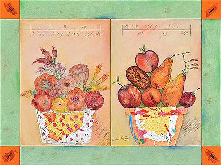"Basket of Flowers, Bowl of Fruits."