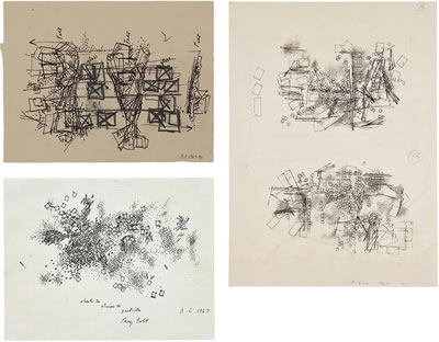 Three works: (i) Double Drawing; (ii) Untitled (feld & glas); (iii) Sheets to Strips to Particles