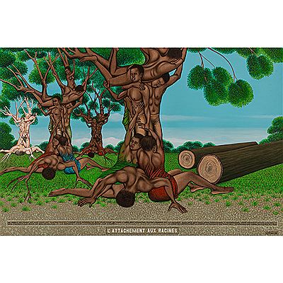 The attachment to roots, 2010 by Cheri Samba - Auction record, sale price, and art valuation. Compare with similar artists and explore comparable artworks.