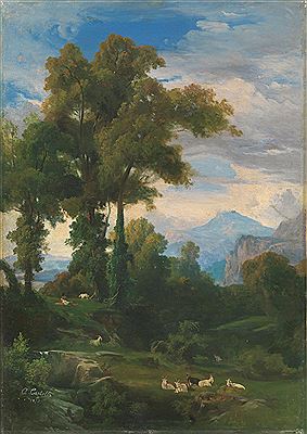 PAESAGGIO CON CAPRE E PASTORE VEDUTA DELLE CASCATE DI TIVOLI (2)
