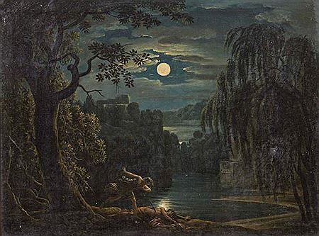 LANDSCAPES WITH MYTHOLOGICAL SCENE (THE HOURS OF THE DAY) four paintings