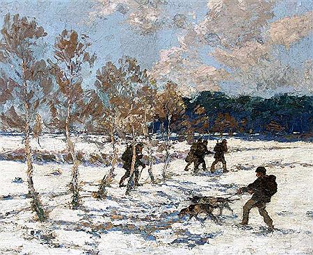 Winterliche Jagd by Leo Kuppers - Auction record, sale price, and art valuation. Compare with similar artists and explore comparable artworks.