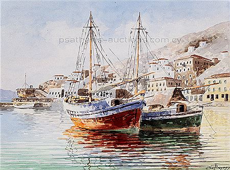 Boats in Hydra by Konstantinos Sofianopoulos - Auction record, sale price, and art valuation. Compare with similar artists and explore comparable artworks.
