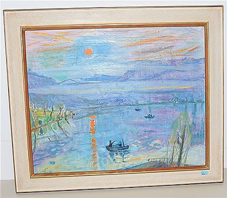 Sunrise Over the Lake by Max Franz Brutschlin - Auction record, sale price, and art valuation. Compare with similar artists and explore comparable artworks.