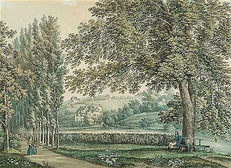 "Vue d'une promenade près du Limat à Zurich"