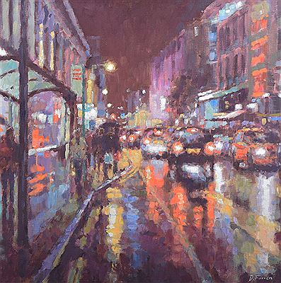 "Heavy Rain Reflections, Deansgate" by David Farren - Auction record, sale price, and art valuation. Compare with similar artists and explore comparable artworks.