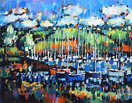 "Sun going down on Mylor Harbour, Cornwall" by Olivia Pilling - Auction record, sale price, and art valuation. Compare with similar artists and explore comparable artworks.
