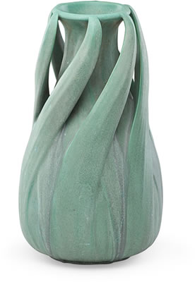 Rare and large vase with swirling iris leaves