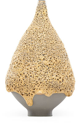 Exceptional teardrop-shaped vase, flowing volcanic glaze, San Francisco, CA, 2007