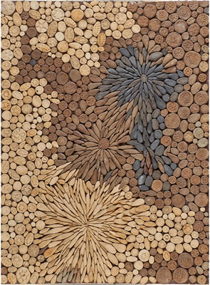 Two mosaic panels and twenty-eight mounted patterned tiles, USA