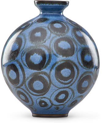 Bulbous vase with circles by Rupert Deese - Auction record, sale price, and art valuation. Compare with similar artists and explore comparable artworks.