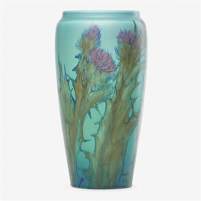 Large Double Vellum vase with thistle (uncrazed)