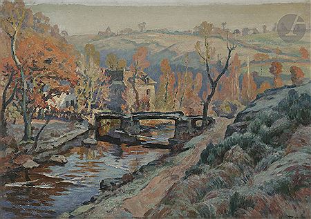 Creuse, paysage au pont, vers 1905 by Henri Pailler - Auction record, sale price, and art valuation. Compare with similar artists and explore comparable artworks.