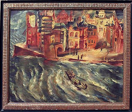 Gondoliere in den Wasserstraßen von Venedig
