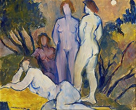Four Figures in sun Landscape