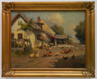 Village Scene with Chickens