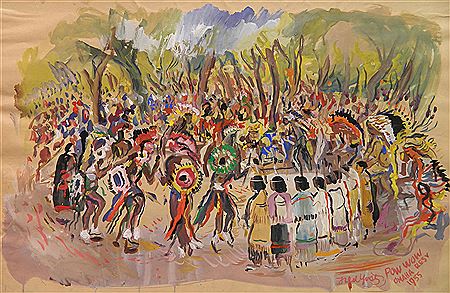 ''Pow Wow, Omaha, Resv.'' by Frederick Yost - Auction record, sale price, and art valuation. Compare with similar artists and explore comparable artworks.
