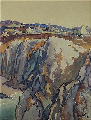 Rhossili cliffs with the village and St Mary's church by Will Evans - Auction record, sale price, and art valuation. Compare with similar artists and explore comparable artworks.