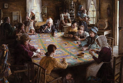 "The Quilting Bee, 19th Century Americana" by Morgan Weistling - Auction record, sale price, and art valuation. Compare with similar artists and explore comparable artworks.