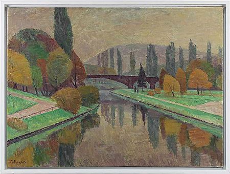 "The Saar with Bismarckbrücke and Halberg" by Helmut Collmann - Auction record, sale price, and art valuation. Compare with similar artists and explore comparable artworks.