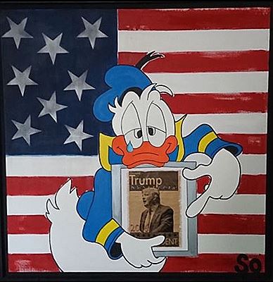 Donald F (d) uck Trump by Sophie Soli - Auction record, sale price, and art valuation. Compare with similar artists and explore comparable artworks.